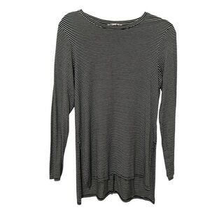 Athleta Black White Striped Hi-Lo Long Sleeve Tunic Top Women's Medium